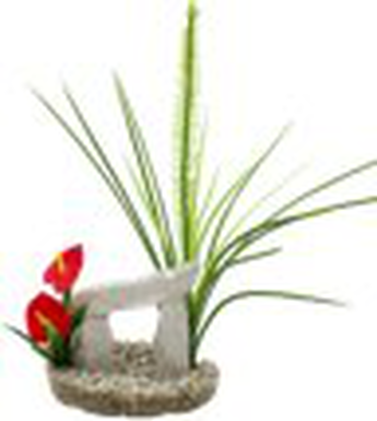 Labeo - Décor dolmen avec Plante Artificielle - Aquarium