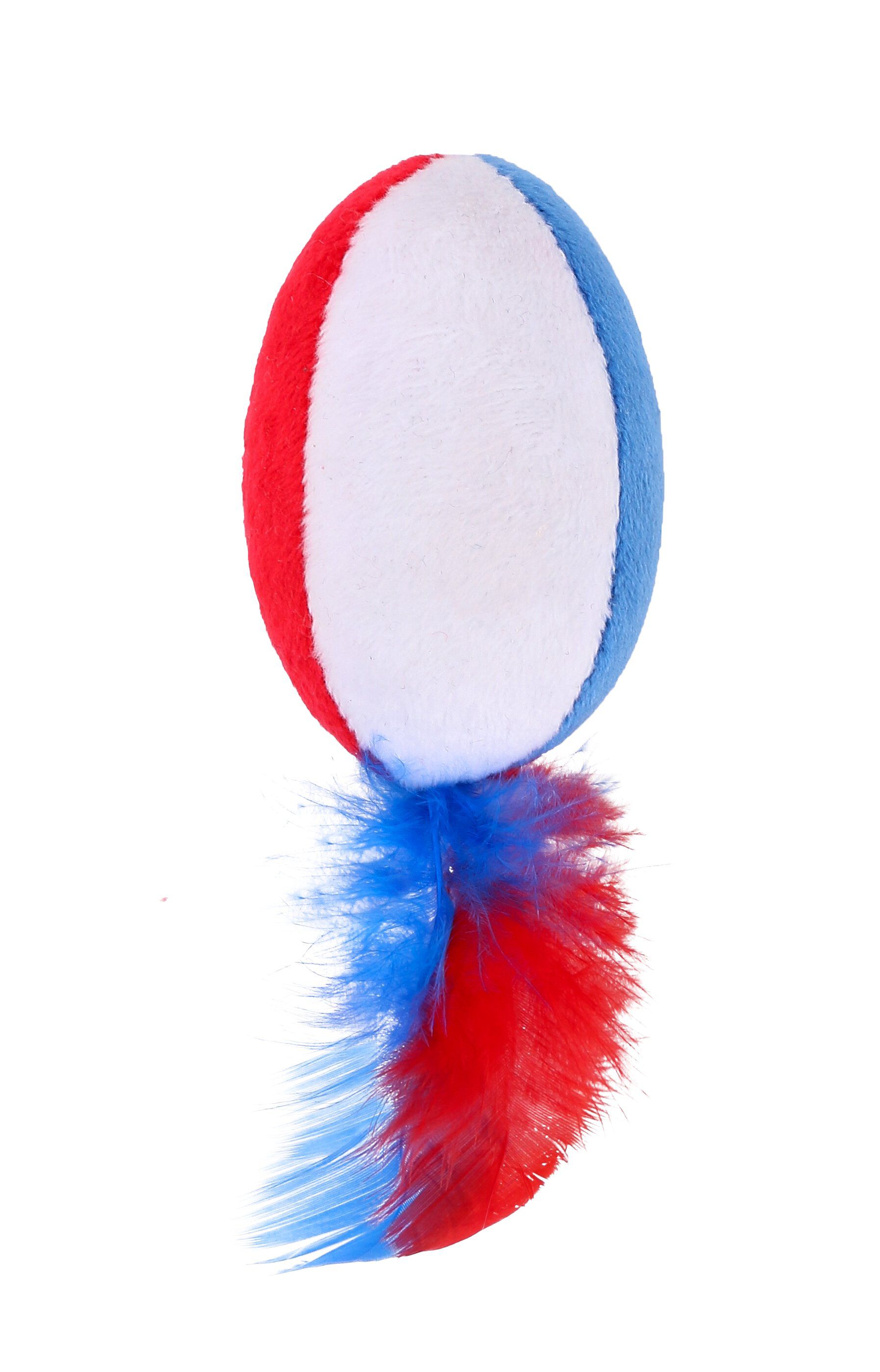 Wouapy - Balle Rugby avec Plumes pour Chats - 14cm Image num&eacute;ro 1