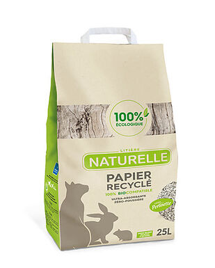 Perlinette - Litière Naturelle Papier Recyclé 100% Éco pour Chat - 25L