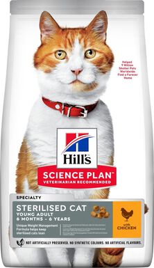 Hill's Science Plan - Croquettes Sterilised Young Adult au Poulet pour Chats - 10Kg