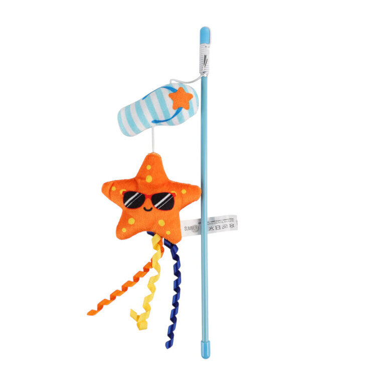 Summer Vibes - Canne &agrave; P&ecirc;che avec Tong et Etoile de Mer pour Chats - 30cm Image num&eacute;ro 3