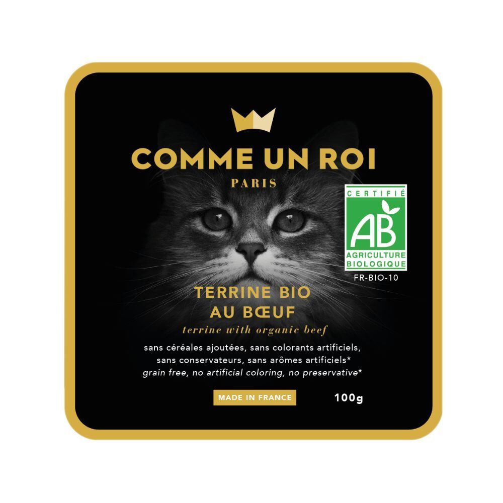 Comme Un Roi - Terrine Bio au Boeuf pour Chat - 100g Image num&eacute;ro 1