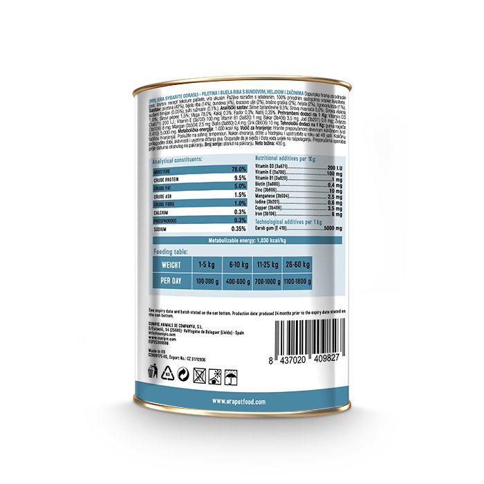 Era - P&acirc;t&eacute;e Sybarite Poulet Poissons et Citrouille pour Chiens - 400g Image num&eacute;ro 2