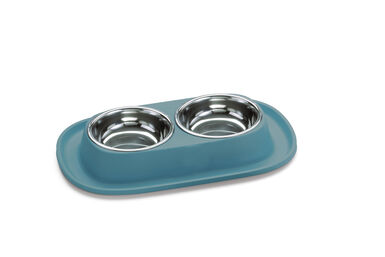 Animalis - Gamelle Double en Inox pour Chat - Bleu