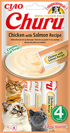 Inaba - Friandises Churu Recette Poulet et Saumon pour Chats - 4x14g
