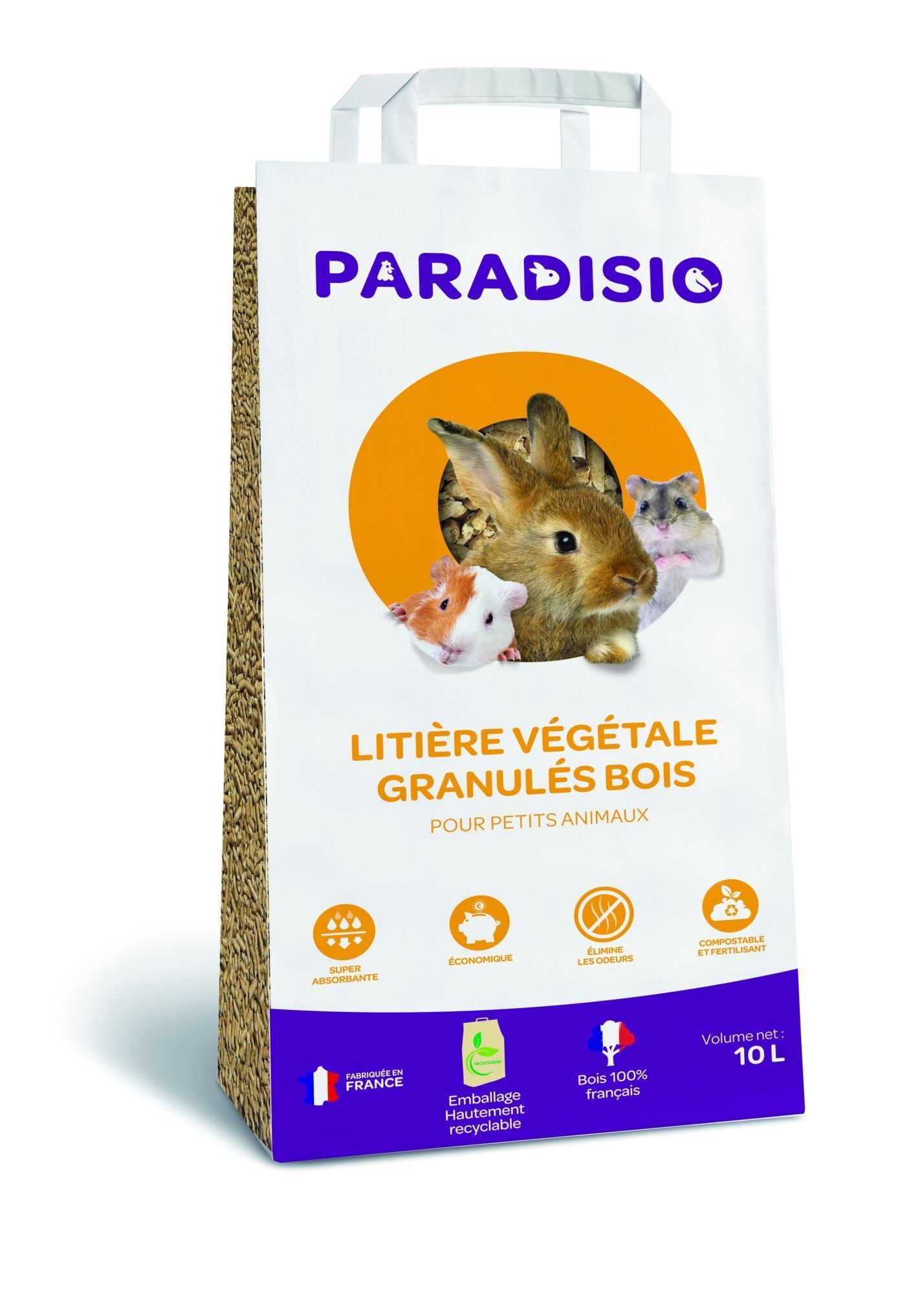 Paradisio - Liti&egrave;re V&eacute;g&eacute;tale Granul&eacute;s Bois pour Rongeurs - 10L Image num&eacute;ro 1