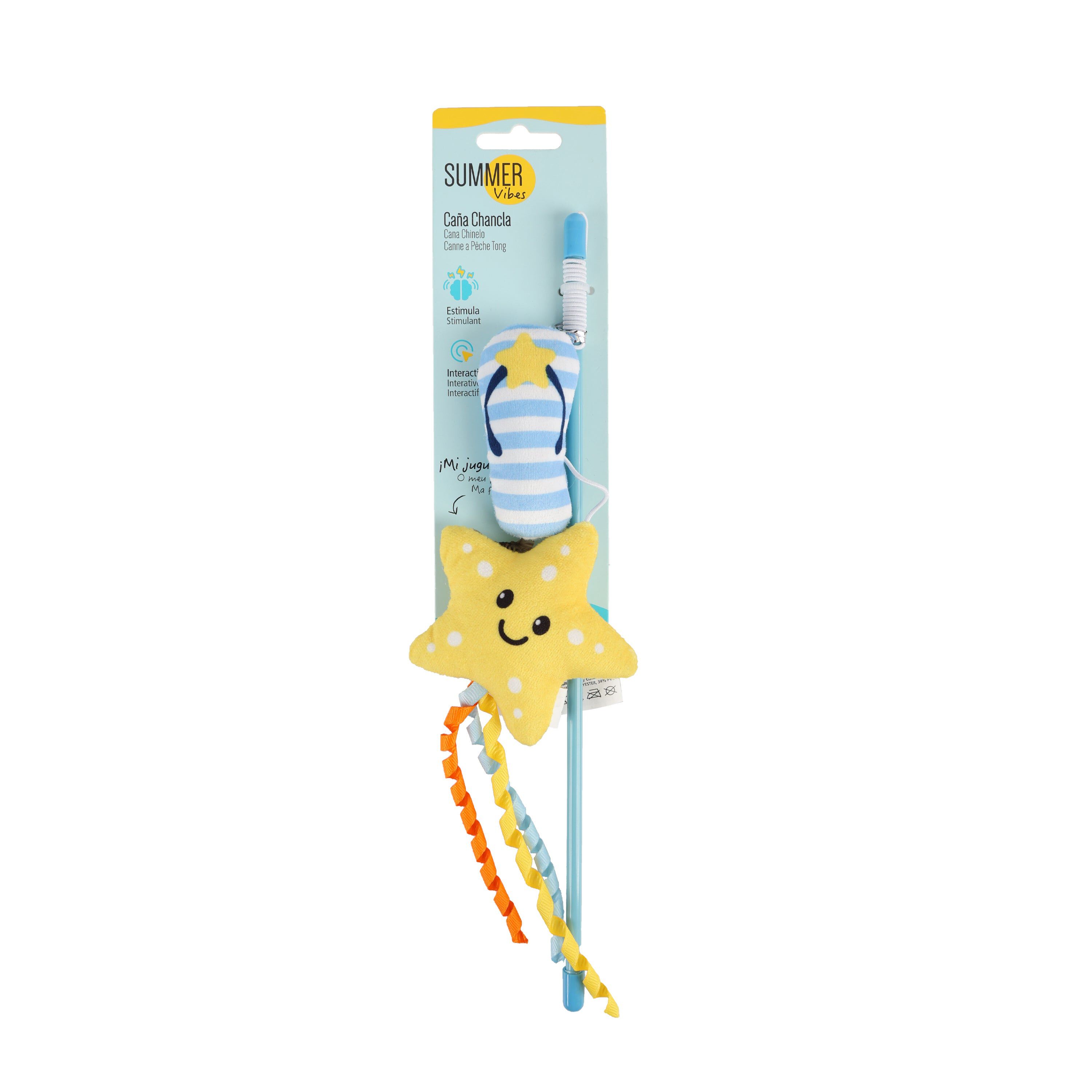 Summer Vibes - Canne &agrave; P&ecirc;che avec Tong et Etoile de Mer pour Chats - 30cm Image num&eacute;ro 6