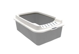 Animalis - Bac à Litière avec Rebord pour Chat - Gris