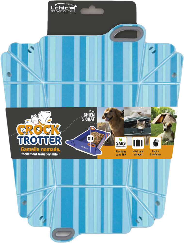 L'Chic - Gamelle Nomade Crock-Trotter pour Chien et Chat - Bleu Image num&eacute;ro 1