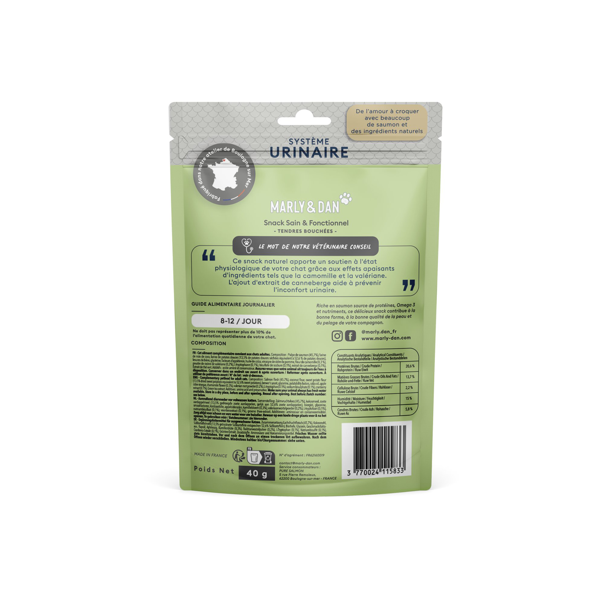 Marly & Dan - Tendres Bouch&eacute;es Urinaire pour Chats - 40g Image num&eacute;ro 2