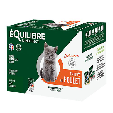 Equilibre & Instinct - Sachets Fraîcheurs au Poulet pour Chaton - 12x85g