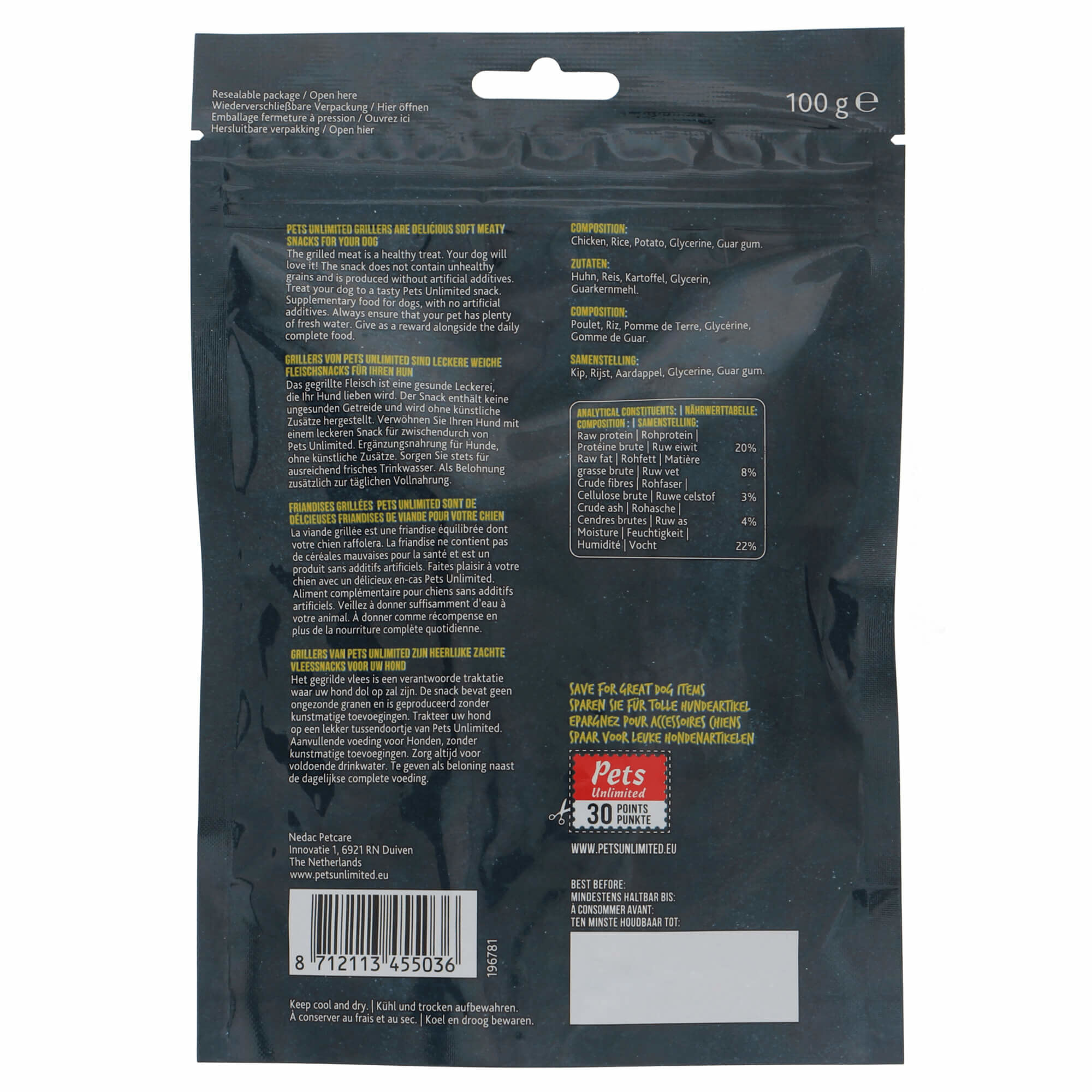 Pets Unlimited - Grillers avec Poulet Naturel pour Chien - 100g Image num&eacute;ro 2