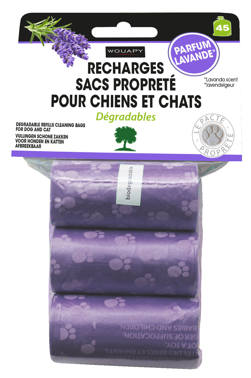 Wouapy - Recharge Sacs Propret&eacute; Parfumee x3 - Lavande Image num&eacute;ro 1