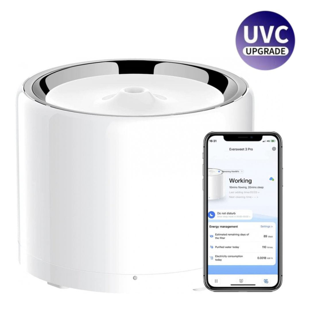 Petkit - Fontaine &agrave; Eau EVERSWEET PRO 3 UVC Connect&eacute; pour Chiens et Chats - 1,8L Image num&eacute;ro 2