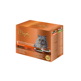 Majesty - Multipack Sachets en Gel&eacute;e et en Sauce Mix Poisson et Viandes pour Chats