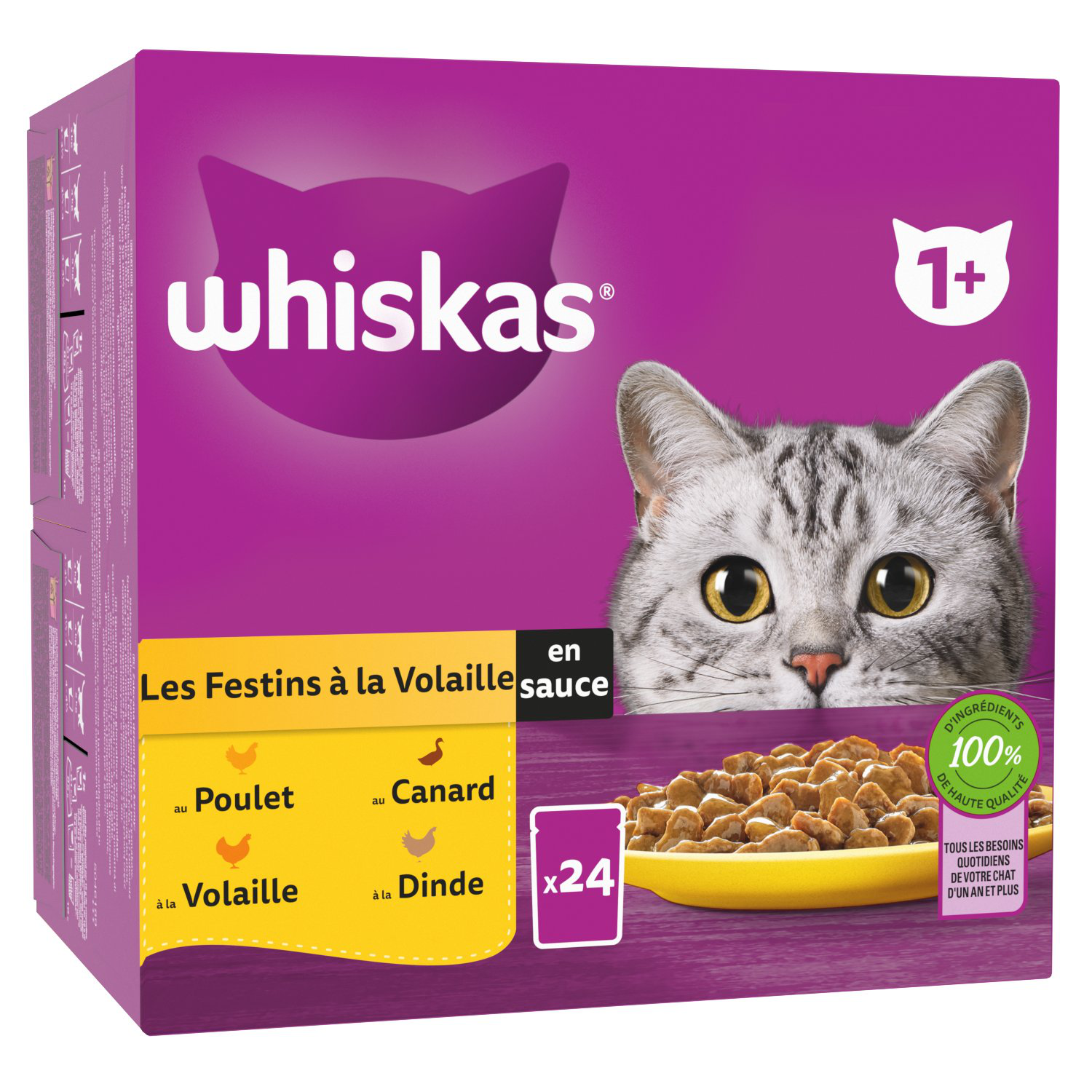 Whiskas - Sachets fra&icirc;cheur Les Festins &agrave; la Volaille en sauce pour chat adulte 4 vari&eacute;t&eacute;s - 24x85g Image num&eacute;ro 1
