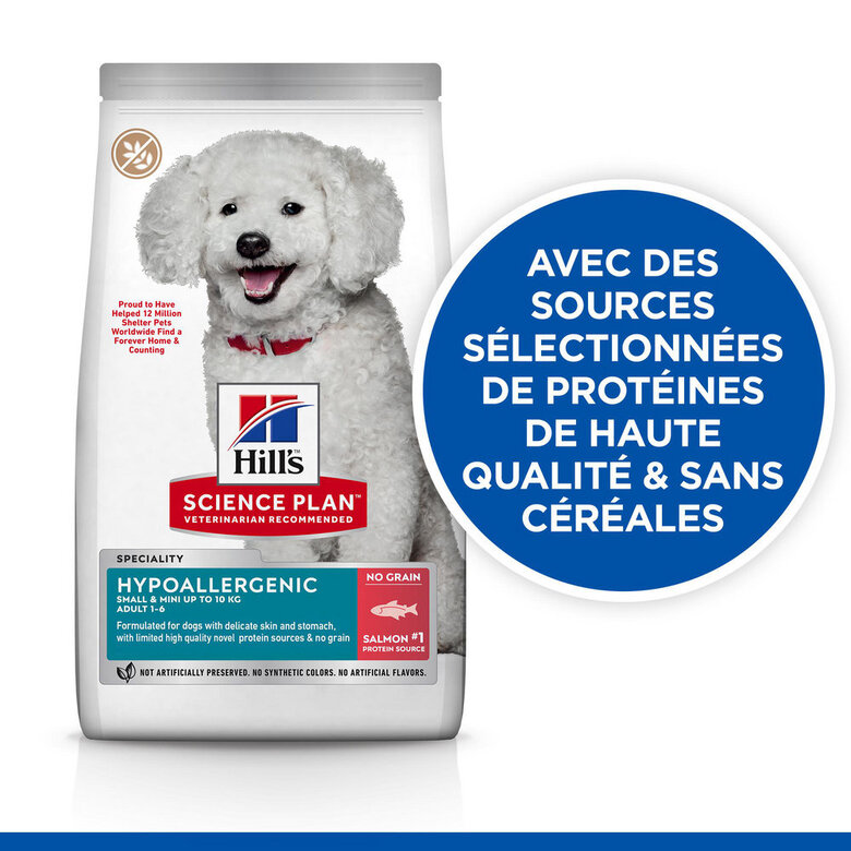 Hill's Science Plan - Hypoallergenic Adult Croquettes Pour Petit Chien Adulte Au Saumon  -  1,5kg Image numéro 2 Hill's Science Plan - Hypoallergenic Adult Croquettes Pour Petit Chien Adulte Au Saumon  -  1,5kg Image numéro 2
