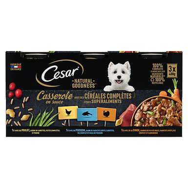 Cesar - Multipack Natural Goodness Viandes et Poissons pour Chiens - 3x400g