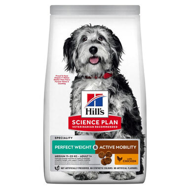 Hill's Science Plan - Croquettes Adult Medium Perfect Weight + Mobility au Poulet pour Chien - 2,5Kg