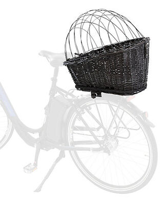 Trixie - Panier à Vélo + Grille Porte-Bagages Osier/Métal Noir - 35 x 49 x 55 cm