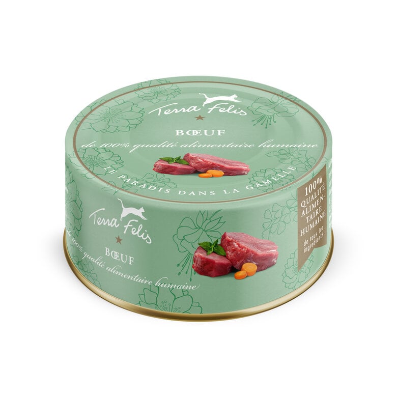 Terra Felis - Aliment Naturel au Bœuf pour Chats - 80g Image numéro 1 Terra Felis - Aliment Naturel au Bœuf pour Chats - 80g Image numéro 1