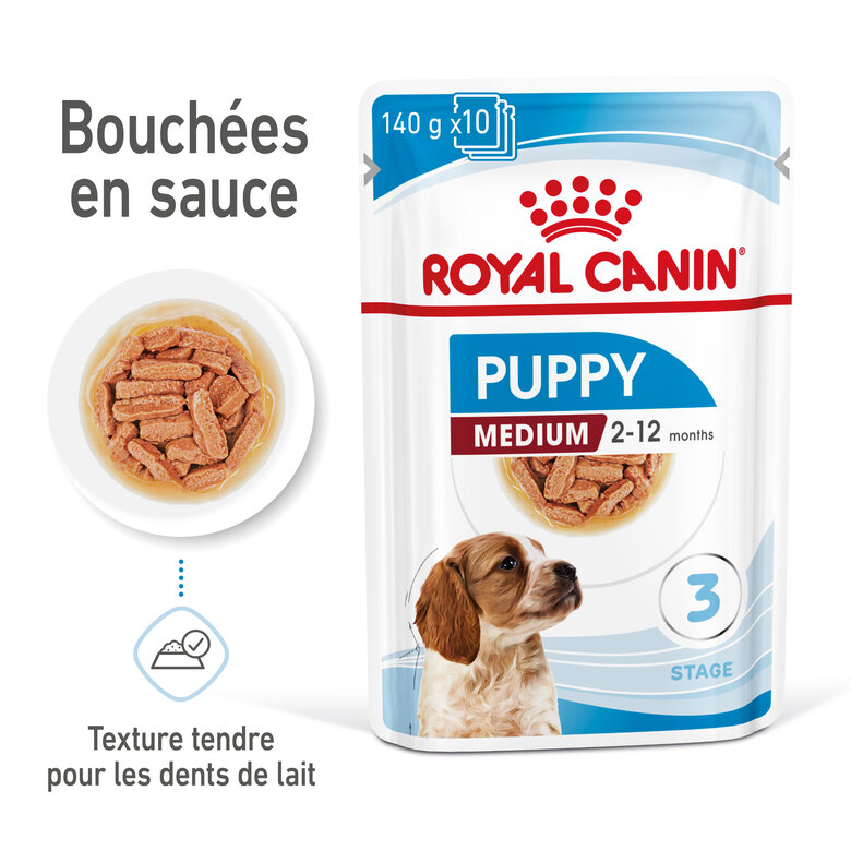 Royal Canin - Sachets Puppy Medium en Sauce pour Chiot - 10x140g Image numéro 10 Royal Canin - Sachets Puppy Medium en Sauce pour Chiot - 10x140g Image numéro 10