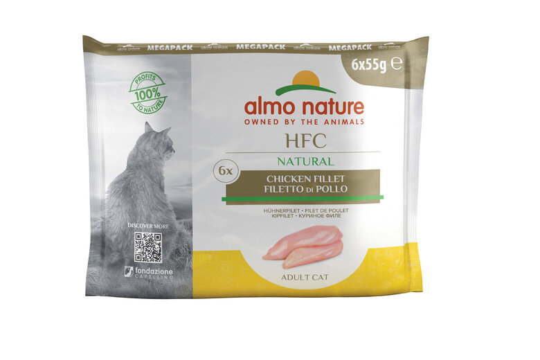 Almo Nature - Pâtée en Pochon HFC Mega Pack Filet de Poulet pour Chat - 6x55g Image numéro 1 Almo Nature - Pâtée en Pochon HFC Mega Pack Filet de Poulet pour Chat - 6x55g Image numéro 1