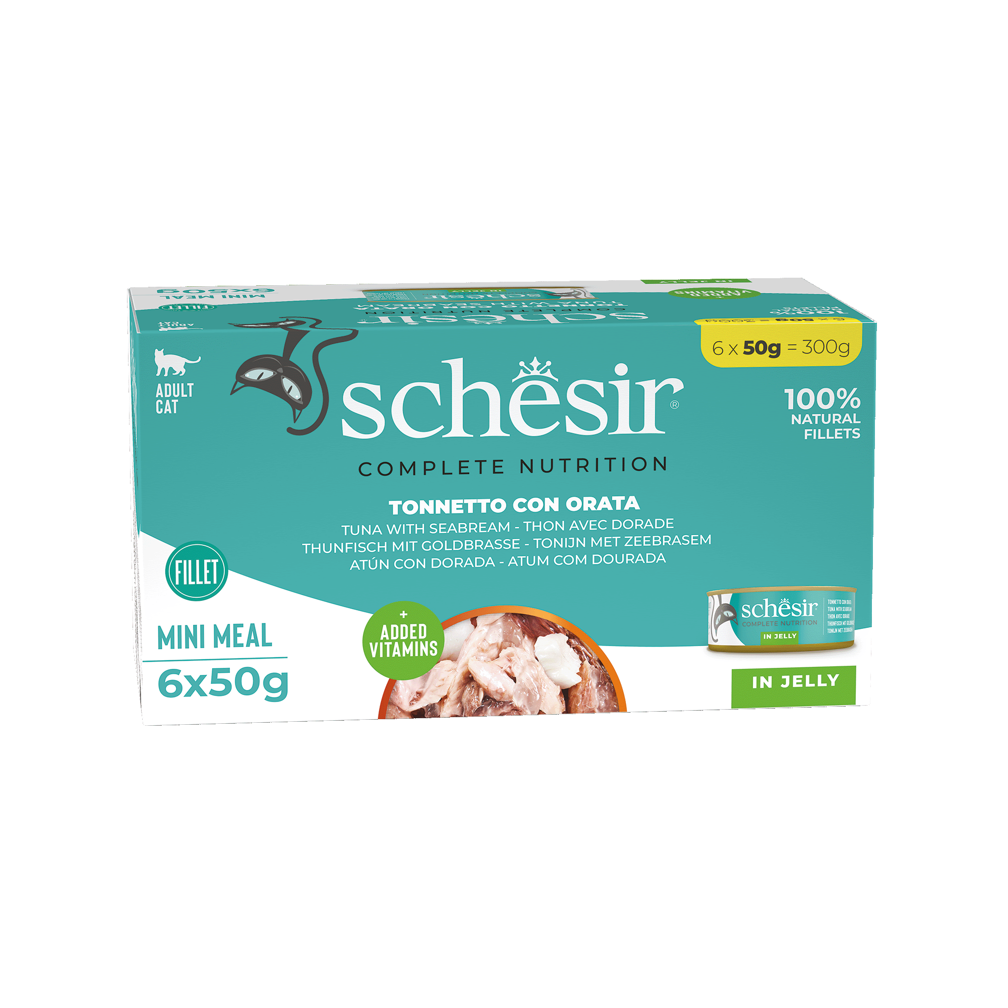 Schesir - Boite Complete Nutrition en Gel&eacute;e Thon et Dorade pour Chats - 6x50g Image num&eacute;ro 1