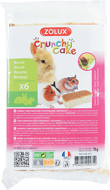 Zolux - Biscuits Crunchy Cake à la Noisette pour Rongeurs - x6 image number null