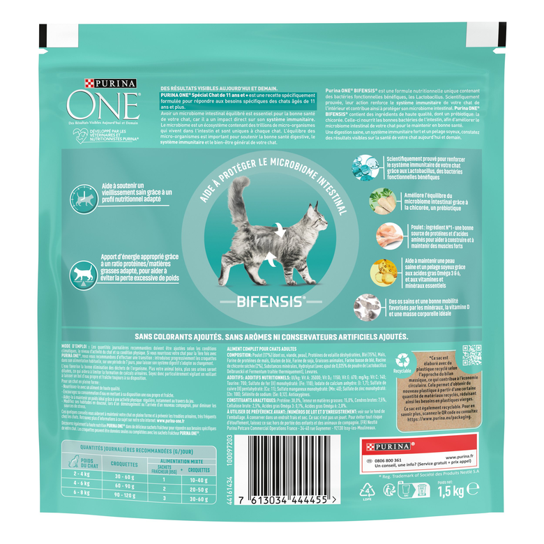 Purina One - Croquettes au Poulet et Céréales pour Chat Senior 11+ - 1,5Kg Image numéro 2 Purina One - Croquettes au Poulet et Céréales pour Chat Senior 11+ - 1,5Kg Image numéro 2