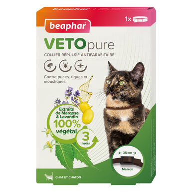 Beaphar - VETOpure collier répulsif antiparasitaire pour chat et chaton - Marron