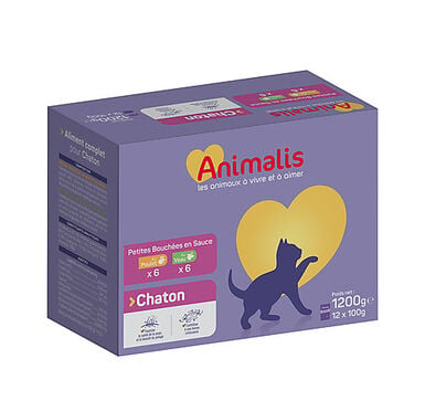 Animalis - Bouchées en Sauce aux Viandes pour Chaton - 12x100g