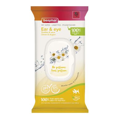 Beaphar - Lingettes végétales Oreilles & Yeux pour chiens et chats - x30