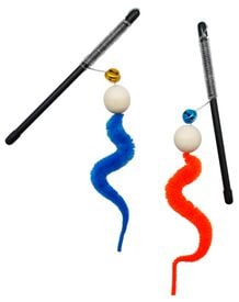 Anka - Canne à Pêche Balle Bois et Serpentin pour Chat - 34cm