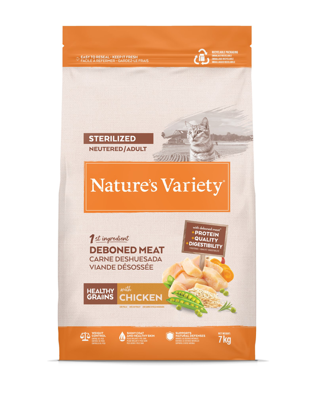 Nature's Variety - Croquettes Healthy Grains Sterilized au Poulet pour Chats - 7kg Image numéro 2 Nature's Variety - Croquettes Healthy Grains Sterilized au Poulet pour Chats - 7kg Image numéro 2