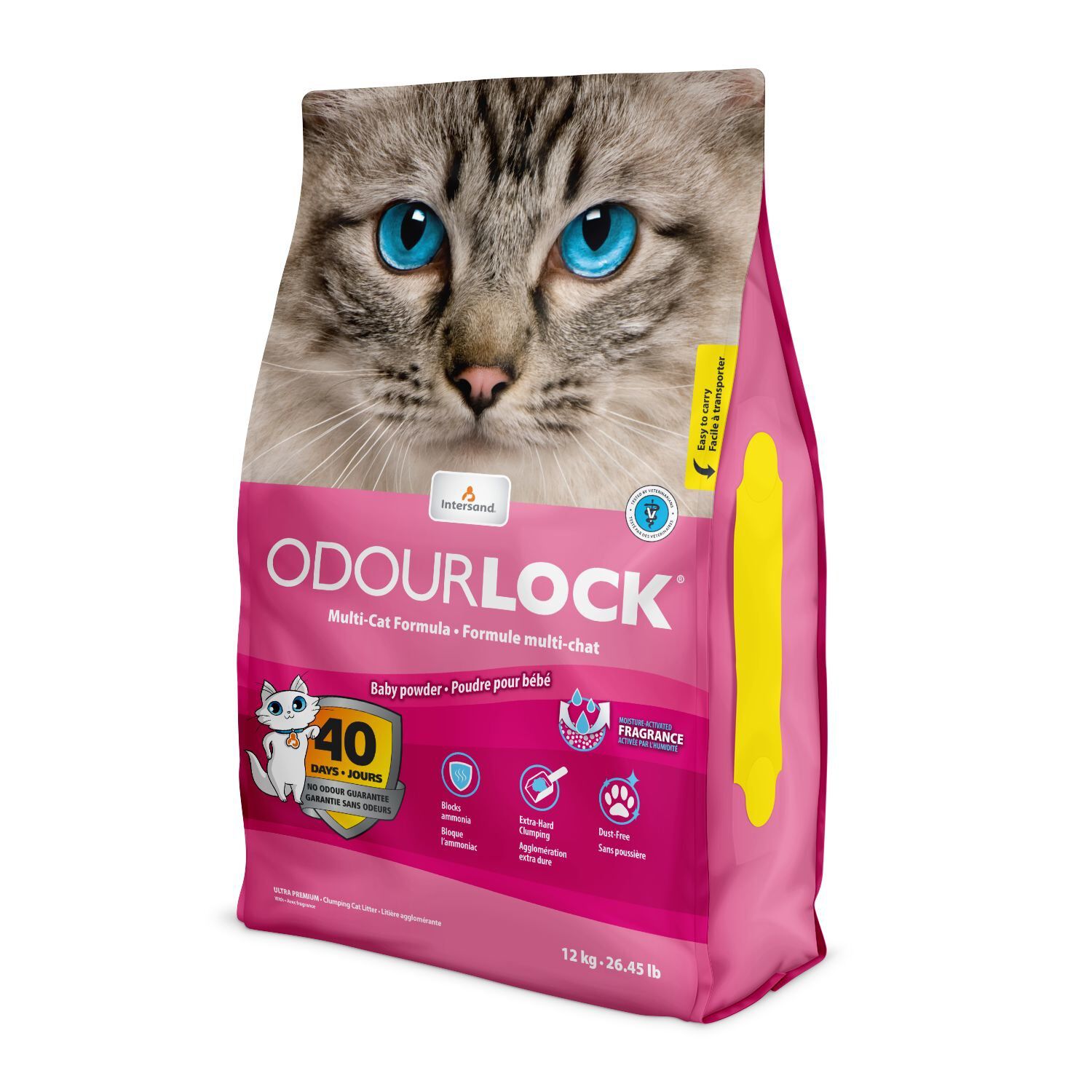 Intersand - Liti&egrave;re OdourLock Poudre de B&eacute;b&eacute; pour Chat - 12Kg Image num&eacute;ro 1