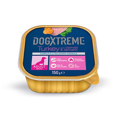 DogXtreme - Barquette à la Dinde pour Chien Adulte de Petite Taille - 150g