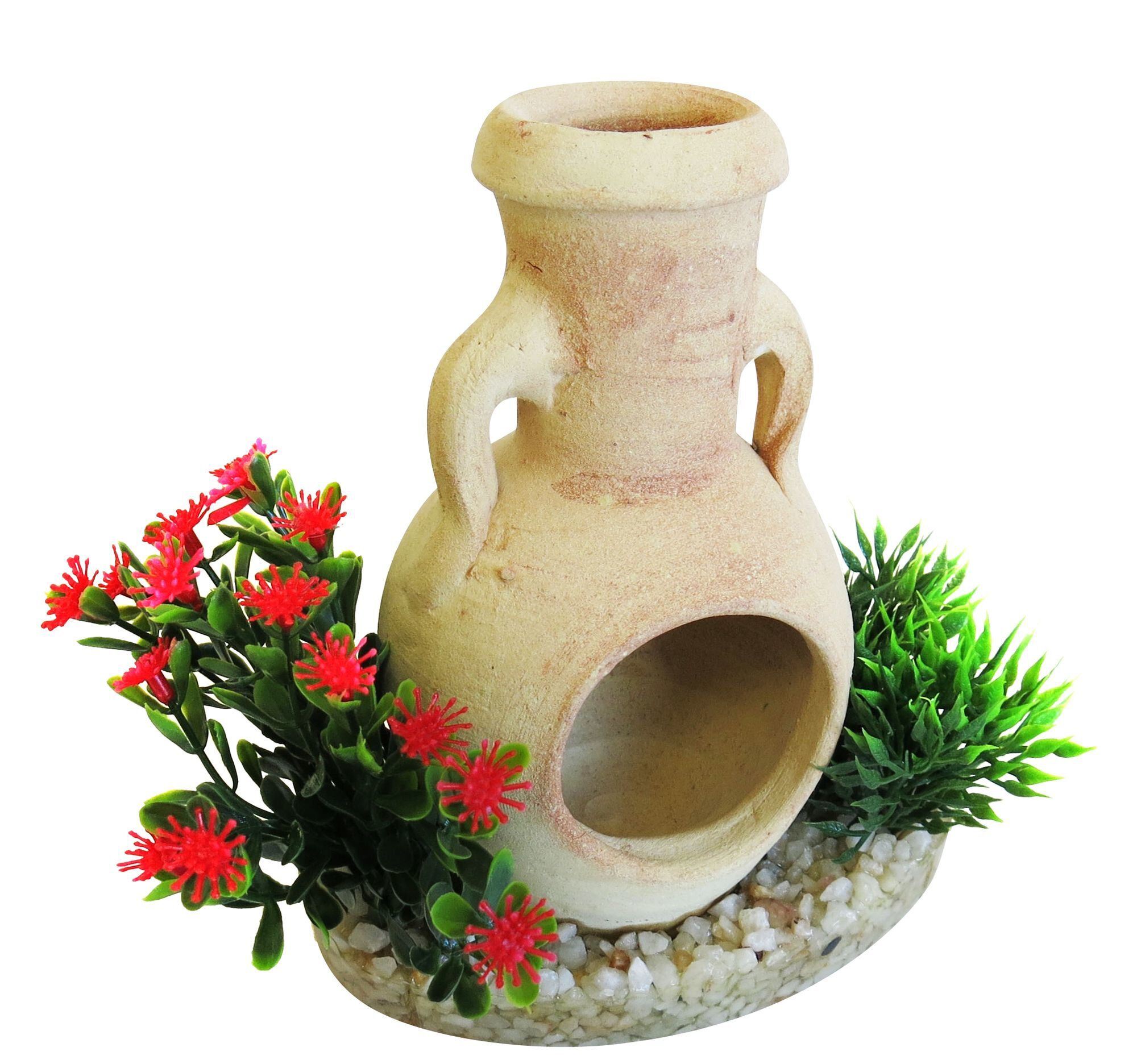 Sydeco - D&eacute;coration pour Aquarium Amphore Fleurs - 15 cm Image num&eacute;ro 1