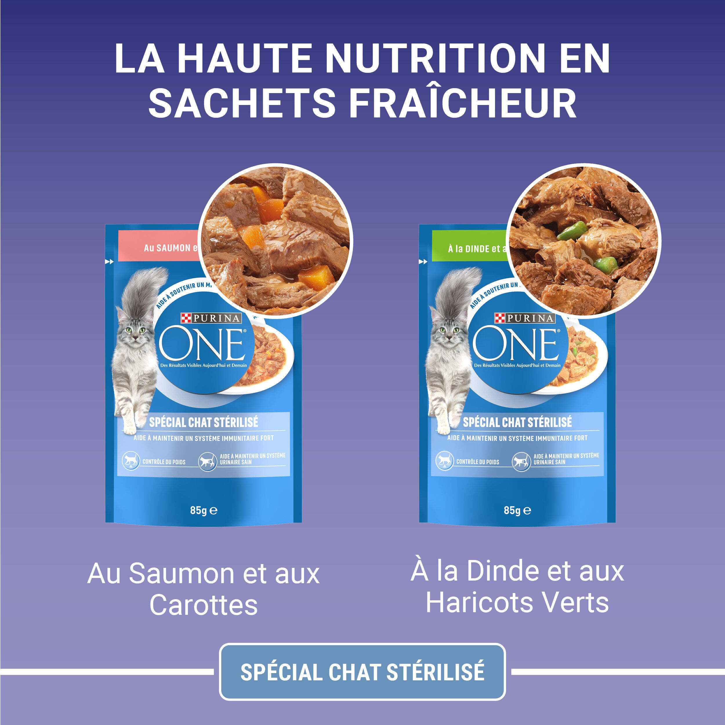PURINA ONE - Sachets fra&icirc;cheurs Saumon et Dinde pour Chats St&eacute;rilis&eacute;s - 4x85g Image num&eacute;ro 7