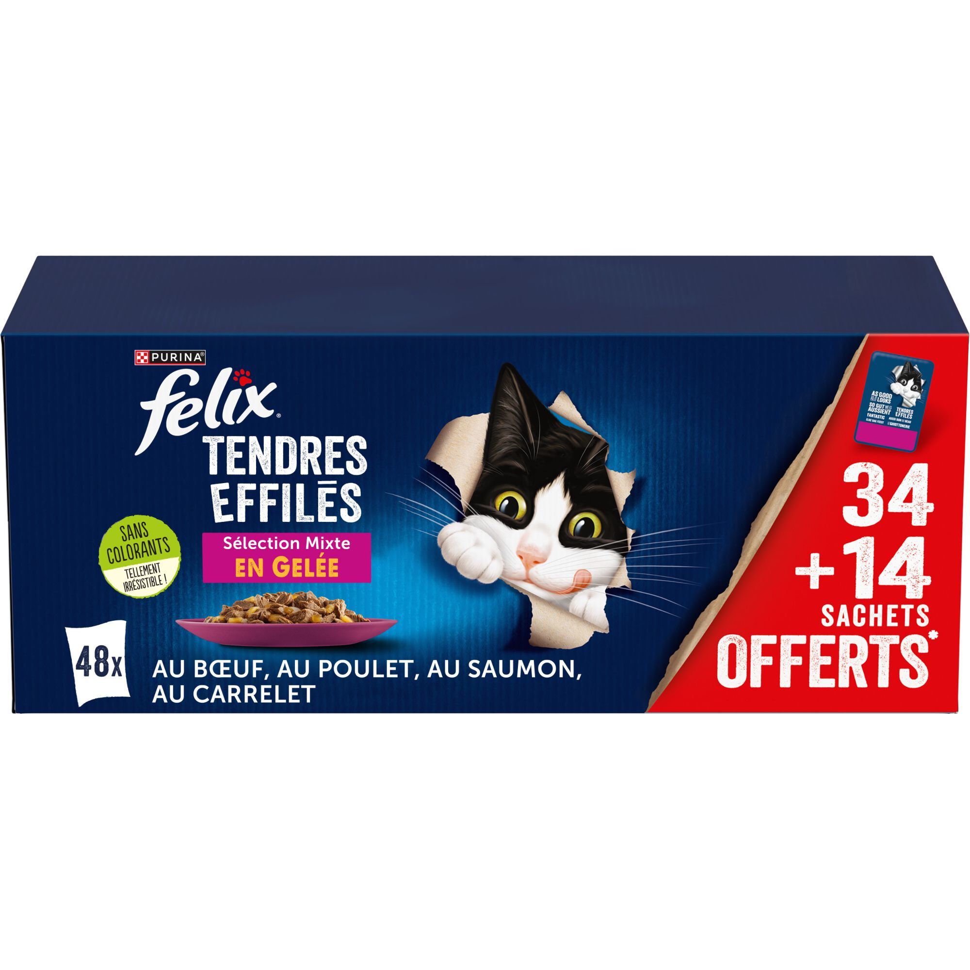 Felix - Sachets Fra&icirc;cheur Tendres Effil&eacute;s En Gel&eacute;e - S&eacute;lection Mixte Poulet - 48x85g Image num&eacute;ro 8