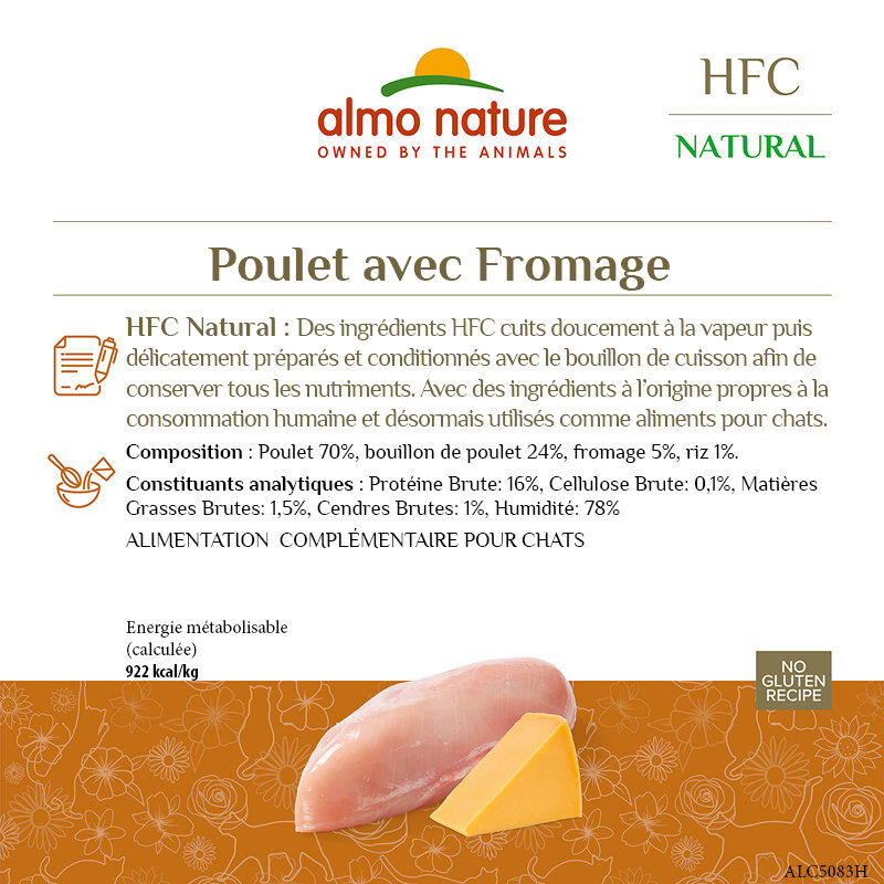 Almo Nature - P&acirc;t&eacute;e en Bo&icirc;te HFC Natural Poulet avec Fromage pour Chat - 70g Image num&eacute;ro 3