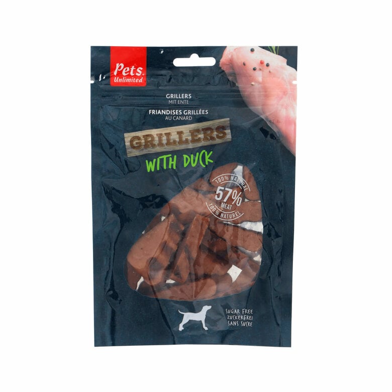 Pets Unlimited - Grillers au Canard Naturel pour Chien - 100g Image numéro 1 Pets Unlimited - Grillers au Canard Naturel pour Chien - 100g Image numéro 1