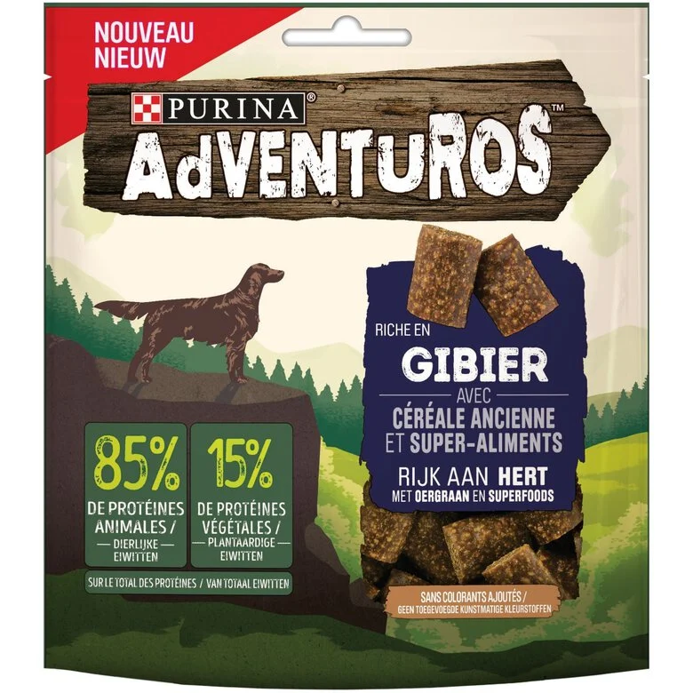 Adventuros - Friandises Riche en Gibier aux Céréales Anciennes et Super-Aliments pour Chien - 90g Image numéro 1 Adventuros - Friandises Riche en Gibier aux Céréales Anciennes et Super-Aliments pour Chien - 90g Image numéro 1