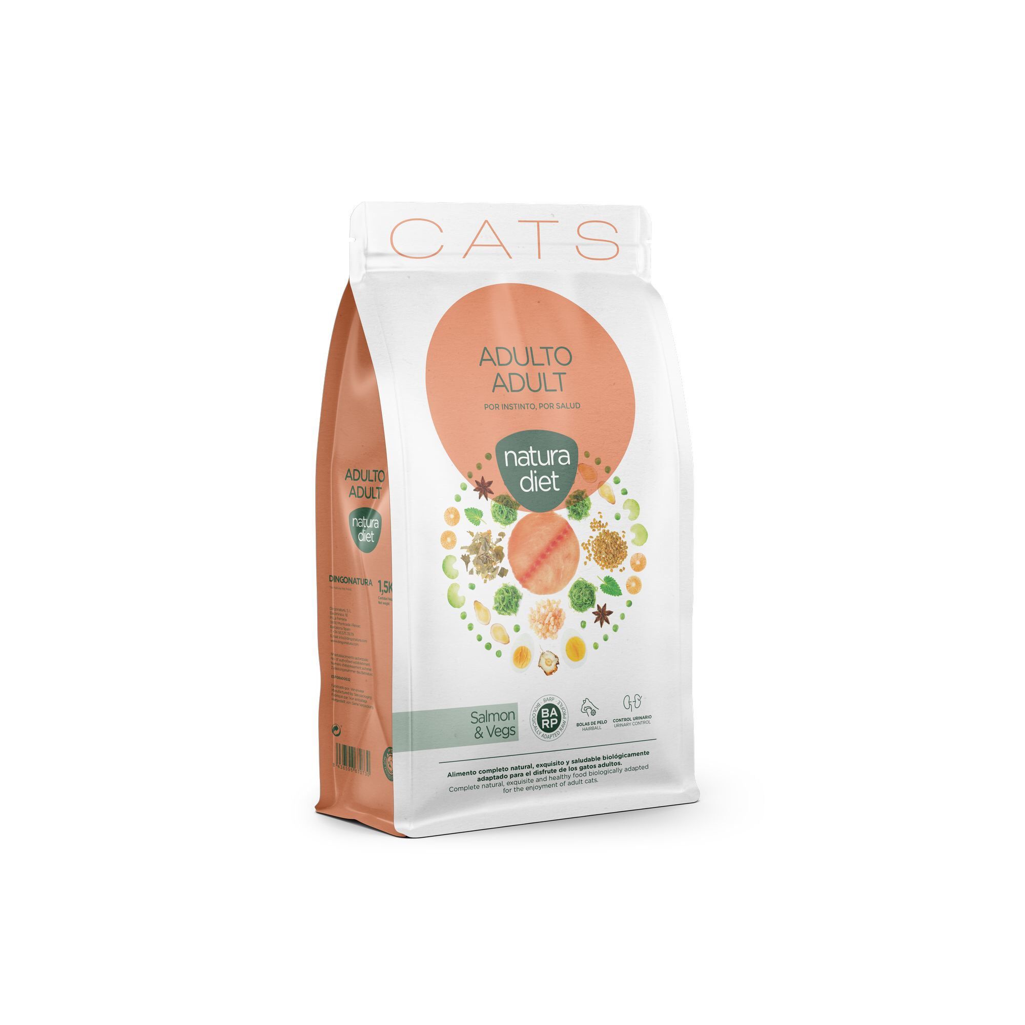 Natura Diet - Croquettes Adulte au Saumon pour Chat - 1,5Kg Image num&eacute;ro 1