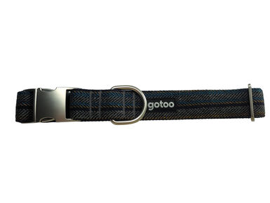 Gotoo - Collier en Tweed Bleu pour chien