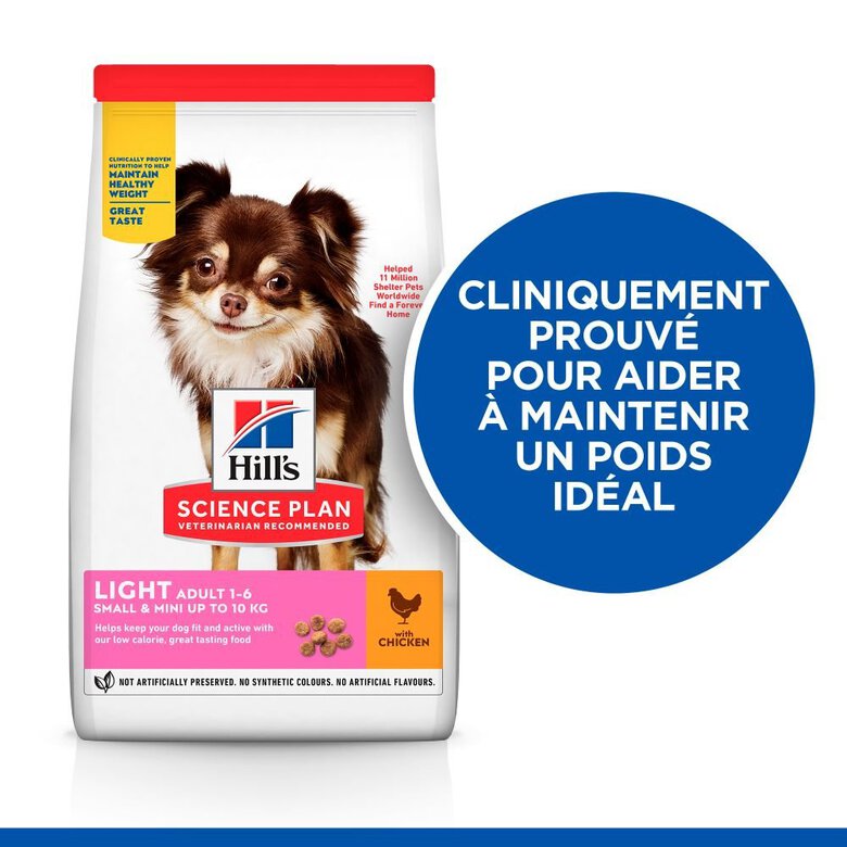 Hill's Science Plan - Adult Light Small & Mini Croquettes Pour Petit Chien Au Poulet -  6kg Image numéro 2 Hill's Science Plan - Adult Light Small & Mini Croquettes Pour Petit Chien Au Poulet -  6kg Image numéro 2