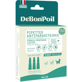 DeBonPoil - Pipettes Antiparasitaires et Apaisantes pour Chat - x3