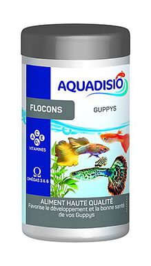 Aquadisio - Aliments en Flocons pour Guppys - 100ml