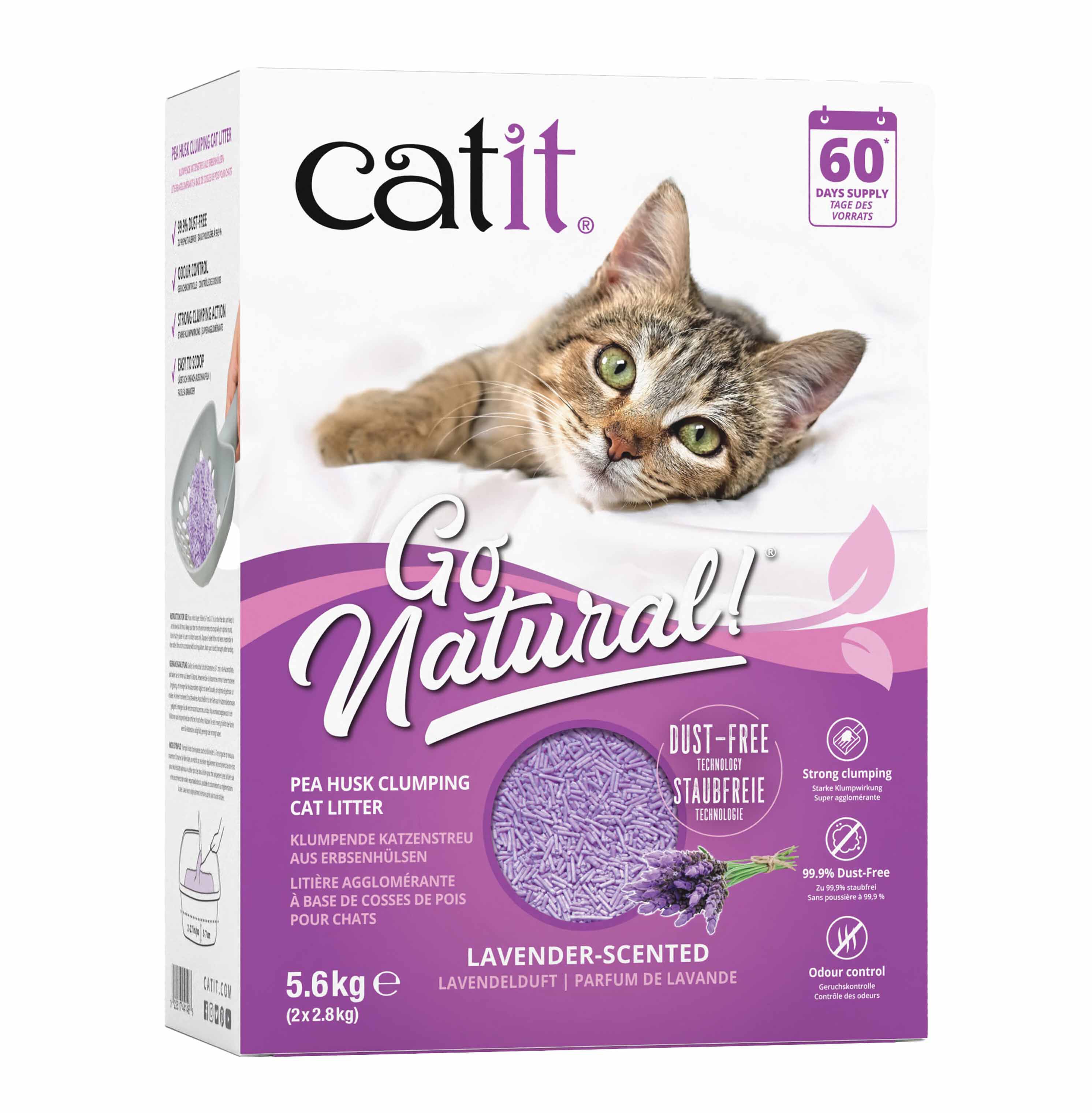 Cat It - Liti&egrave;re Agglom&eacute;rante G Natural! &agrave; la Lavande pour Chats - 5,6Kg Image num&eacute;ro 1