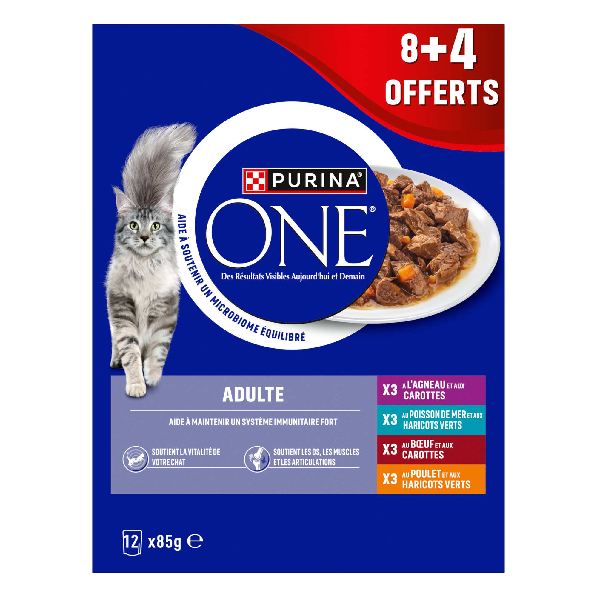 Purina One - Sachets Repas Chat Adulte Effil&eacute;s En Sauce Au Poulet B&oelig;uf Agneau Poisson De Mer - 12x85g Image num&eacute;ro 4